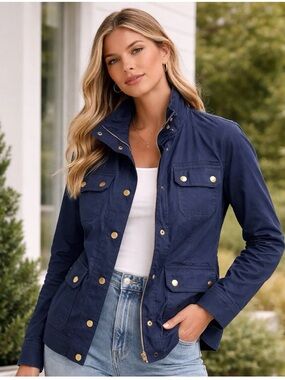 J. CREW Downtown Field Jacket Blue Utility Style Small